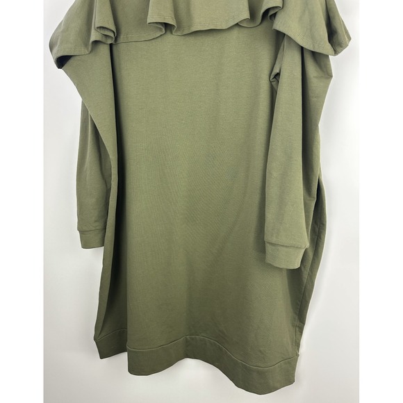 NWT Torrid Olive Green Ruffled Knit Sweatshirt Dress Cold Shoulder Plus Size 3X - Picture 4 of 9